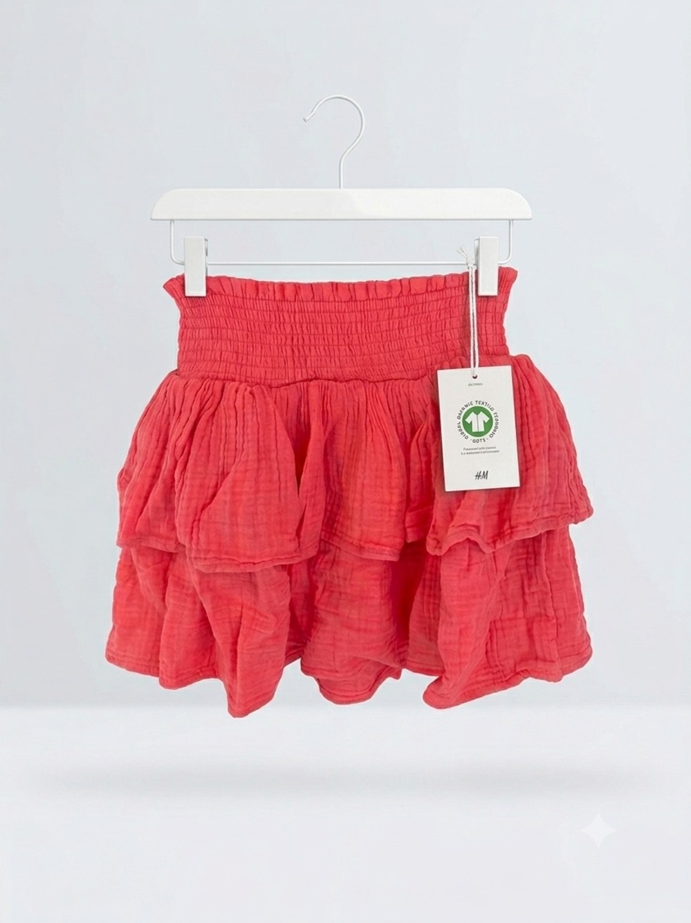 H&M Girls Coral Tiered Ruffle Skirt organic cotton